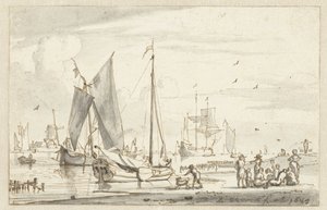 Flussufer mit einigen Schiffen von Abraham Storck