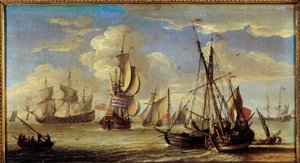 Schiffe und Boote auf dem Meer von Abraham Storck