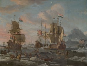 Die niederländische Walfangflotte, 1690-1700 von Abraham Storck