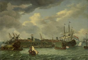 Die Insel Onrust bei Batavia von Abraham Storck