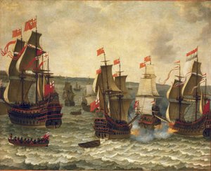 Seeschlacht zwischen niederländischen und britischen Schiffen, Episode des Ersten Englisch-Niederländischen Krieges (1652-1654)