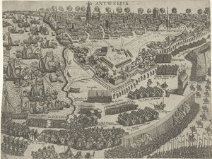 Ankunft des Herzogs von Anjou in Antwerpen und Empfang durch den Prinzen von Oranien, 1582 von Abraham de Bruyn (attributed to)