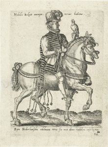 Niederländischer Edelmann auf Falkenjagd zu Pferd von Abraham de Bruyn (attributed to)