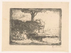 Landschaft mit drei Figuren von Abraham de Miranda (signed by artist)