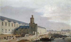 Ansicht von Paris mit der Großen Galerie des Louvre, der Tour de Bois und der Pont Neuf