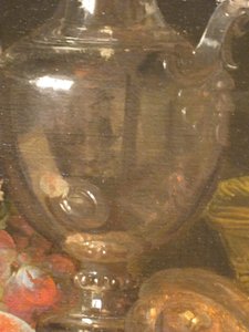 Silberner Weinkrug, Schinken und Obst von Abraham van Beijeren
