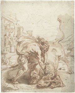 Herkules besiegt Acheloüs in Gestalt eines Stiers von Abraham van Diepenbeeck