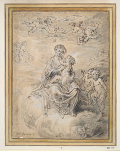 Jungfrau und Kind im Himmel, mit Putti
