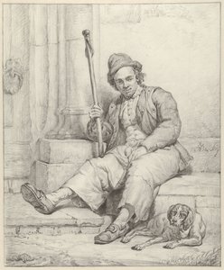 Sitzender Mann mit Hund