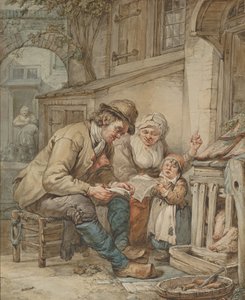 Eltern lehren ihrer Tochter ein Lied, frühes 19. Jahrhundert von Abraham van Strij