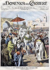 Abd al-Aziz (al-Hasan Mohamed al-Hasani al-Alaoui) betritt Rabat in Marokko im Oktober 1907