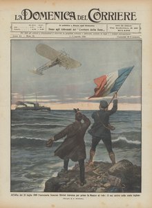 Am Morgen des 25. Juli 1909 überquert der französische Luftfahrer Bleriot als erster den Ärmelkanal im Flug von Achille Beltrame