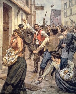 Antisemitische Unruhen in Mähren, Achille Beltrame (1871-1945), aus La domenica del Corriere, 12. November von Achille Beltrame