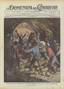 Eröffnung des Montorso-Tunnels der Direktverbindung Rom-Neapel, Treffen der beiden Teams nach der letzten Sprengung