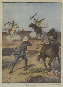 Korporal des Piacenza-Kavallerie, verirrt sich jenseits von Bengasi und wird von zwei Beduinen angegriffen, die er tötet
