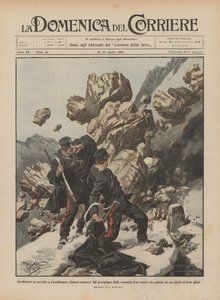 Carabinieri im Dienst in Castelmagno (Cuneo) von einem Bergsturz überrascht von Achille Beltrame