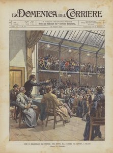 Wie Streiks organisiert werden, eine Sitzung in der Arbeiterkammer in Mailand von Achille Beltrame