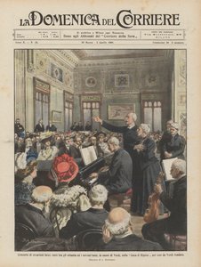 Konzert ehemaliger Opernkünstler, alle zwischen achtzig und neunzig Jahren, zu Ehren von Verdi von Achille Beltrame