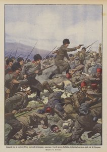 Kosaken, die zur Nationalhymne vorrücken und die Türken bei Dalibaba vertreiben von Achille Beltrame