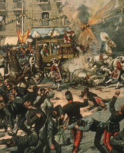 Titelbild des Attentatsversuchs auf König Alfons XIII. an seinem Hochzeitstag, 31. Mai 1906, Madrid, Spanien