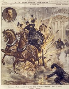 Titelillustration der Ermordung von Großfürst Sergei Alexandrowitsch Romanow durch eine Terrorbombe in Moskau, Russland