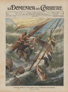 Dramatischer Schiffbruch eines italienischen Fischereiseglers im Mittelmeer bei Alexandria von Achille Beltrame
