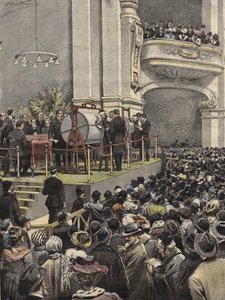 Ziehung der Mailänder Lotterie im Jahr 1907. Illustration von Achille Beltrame.