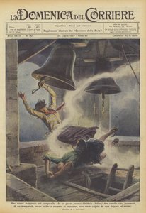 Zwei Frauen vom Blitz getroffen auf dem Kirchturm von Achille Beltrame