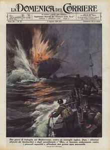 Zwei Tage Schlacht im Mittelmeer gegen einen englischen Konvoi von Achille Beltrame