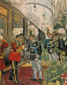 Edward VII., König von England, kommt in Rom an, von Achille Beltrame, Illustration, aus La Domenica del Corriere