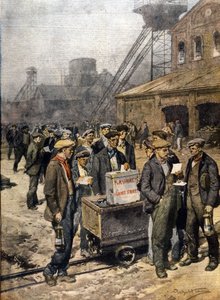 Streiks englischer Bergleute. Illustration von Achille Beltrame. „La Domenica del Corriere“ von Achille Beltrame