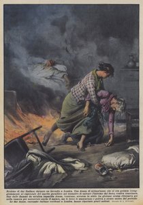 Heldentum zweier Italienerinnen während eines Brandes in London von Achille Beltrame