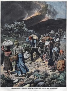Ausbruch des Ätna im Jahr 1910. Illustration von Achilles Beltrame von Achille Beltrame