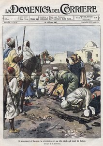 Ereignisse in Marokko: Ein rebellischer Stamm ergibt sich den Vertretern des Sultans. Illustration von Beltrame. La Domenica del Corriere