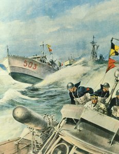 Schnelle italienische Marine-Motorboote patrouillieren im Mittelmeer, 12. September