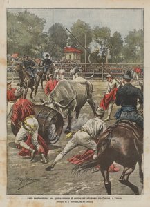 Charakteristische Feste, ein römisches Stierkampfturnier im Velodrom der Cascine in Florenz