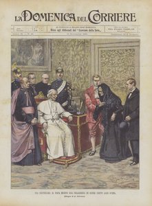 Unter Hundertjährigen, der Papst empfängt eine über hundertjährige Pilgerin von Achille Beltrame