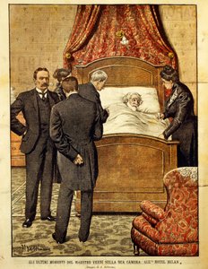 Giuseppe Verdi im Sterben, Illustration von Achille Beltrame. Italien, 20. Jahrhundert.