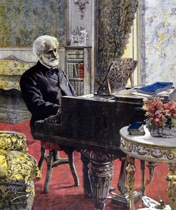 Giuseppe Verdi in Mailand im Jahr 1899. Illustration von Achille Beltrame