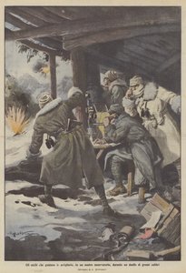 Die Augen, die die Artillerie leiten, in unserem Beobachtungsposten während eines Duells schwerer Kaliber von Achille Beltrame