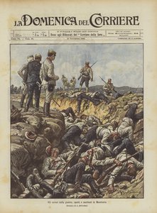 Die Schrecken des Krieges, Tote und Sterbende in der Mandschurei von Achille Beltrame