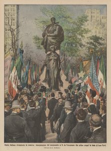 Italienischer Ruhm in Amerika beansprucht, Einweihung des Denkmals für G. da Verrazzano, der als erster...