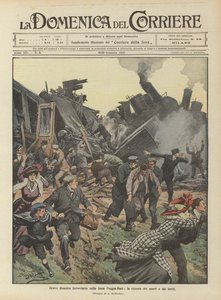 Schweres Eisenbahnunglück auf der Strecke Foggia-Bari, Suche nach Toten und Verletzten von Achille Beltrame