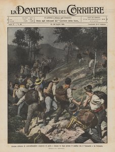 Große Schmugglerkolonne bei Nacht überrascht und in die Flucht geschlagen an der Grenze von Achille Beltrame
