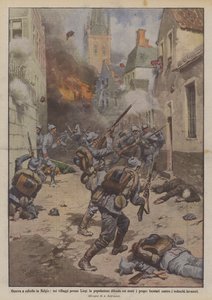 Messerkampf in Belgien, in den Dörfern bei Lüttich verteidigt die Bevölkerung ihre Häuser von Achille Beltrame