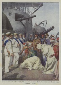Italienisch-türkischer Krieg, Araber aus der Umgebung von Tripolis unterwerfen sich Italien von Achille Beltrame