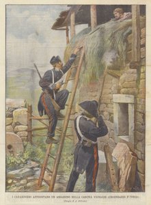 Die Carabinieri stellen sich einem Mörder in der Cascina Vignazze (Bezirk Ivrea)