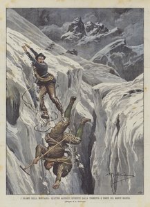 Die Dramen des Berges, vier Bergsteiger von einem Sturm erfasst und auf dem Mont Blanc gestorben