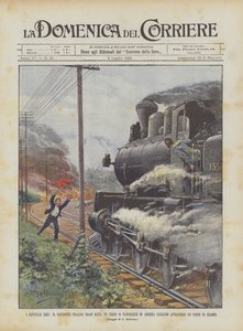 Die Heldenkinder, der junge Italiener Bradi rettet einen Passagierzug in Amerika von Achille Beltrame