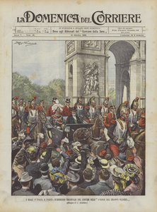 Die italienischen Royals in Paris, der triumphale Einzug des Zuges in die Avenue des Champs-Elysees